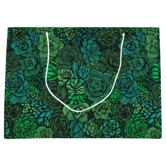 Succulente tuin in groen groot cadeauzakje (Voorkant)
