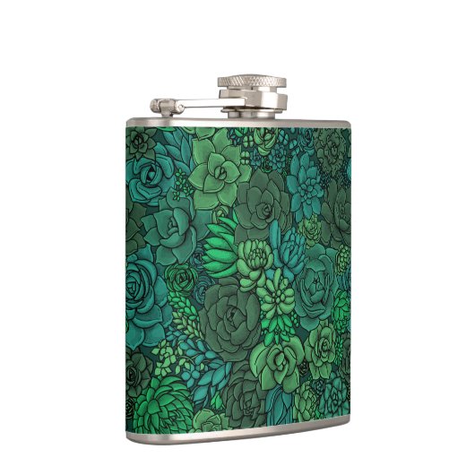 Succulente tuin in groen heupfles (Rechts)