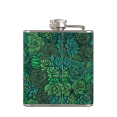 Succulente tuin in groen heupfles (Achterkant)