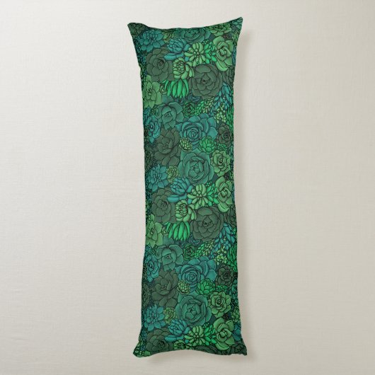 Succulente tuin in groen lichaamskussen (Achterkant (Verticaal))