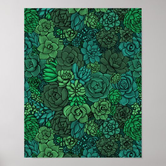 Succulente tuin in groen poster (Voorkant)