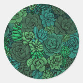 Succulente tuin in groen ronde sticker (Voorkant)