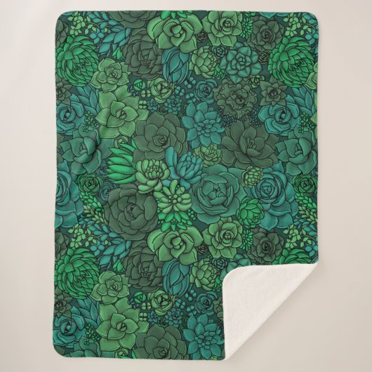 Succulente tuin in groen sherpa deken (Voorkant)