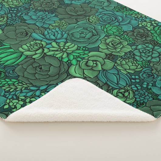 Succulente tuin in groen sherpa deken (3/4)