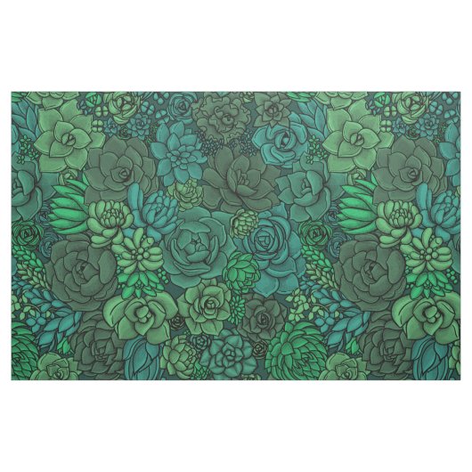 Succulente tuin in groen stof (Fat Quarter)