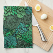 Succulente tuin in groen theedoek (Quarter Fold)