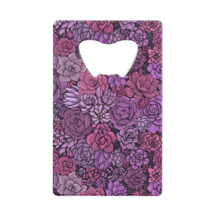 Succulente tuin in roze en violet creditkaart flessenopener
