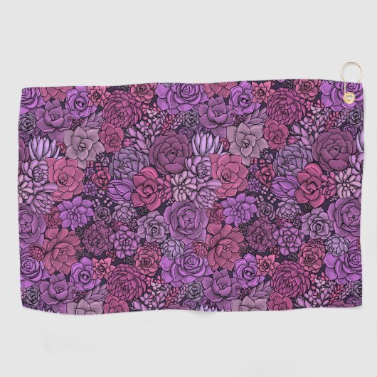Succulente tuin in roze en violet golfhanddoek (Horizontaal)