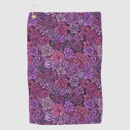 Succulente tuin in roze en violet golfhanddoek (Voorkant)