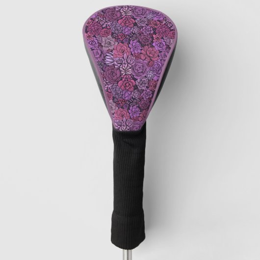 Succulente tuin in roze en violet golfheadcover (Voorkant)