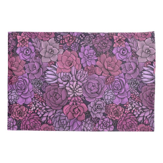 Succulente tuin in roze en violet kussensloop (Achterkant-Links)