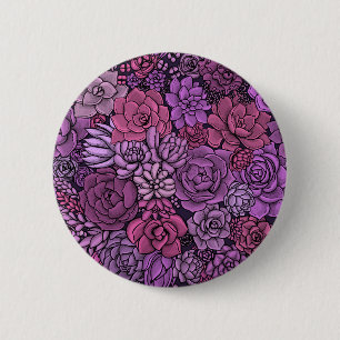 Succulente tuin in roze en violet ronde button 5,7 cm