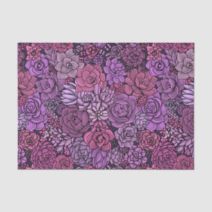 Succulente tuin in roze en violet tissuepapier