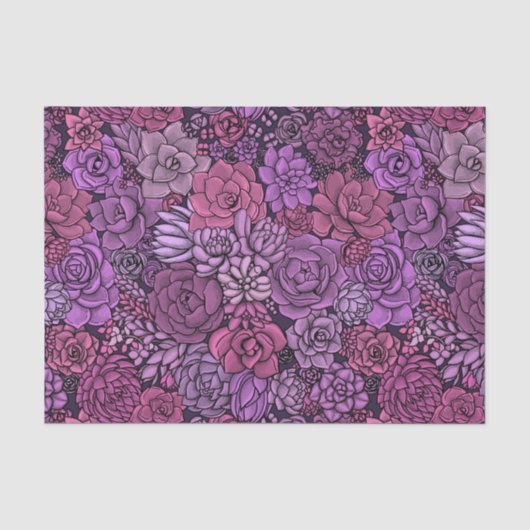Succulente tuin in roze en violet tissuepapier (Voorkant)