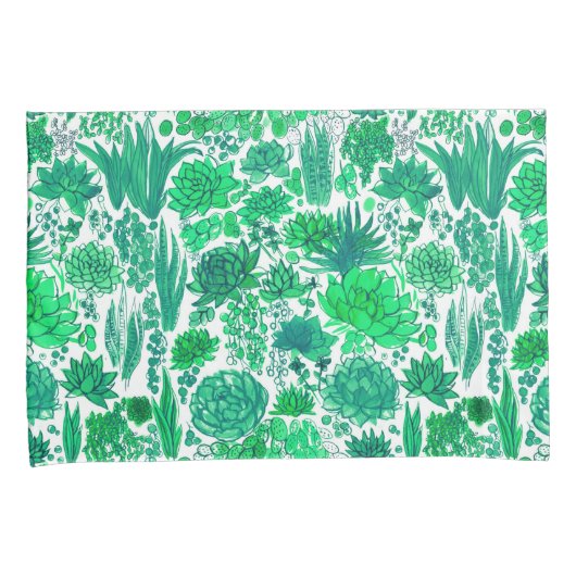 Succulente tuin kussensloop (Voorkant-Rechts)