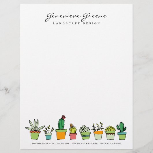 Succulente tuin Letterhead Briefhoofd Sjabloon (Voorkant)