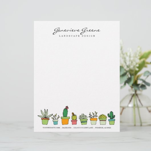 Succulente tuin Letterhead Briefhoofd Sjabloon (Staand voorkant)