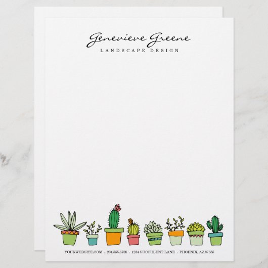 Succulente tuin Letterhead Briefhoofd Sjabloon (Voorkant / Achterkant)