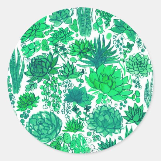 Succulente tuin ronde sticker (Voorkant)