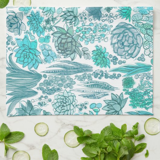 Succulente tuin theedoek (Gevouwen)