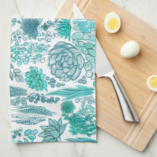 Succulente tuin theedoek (Quarter Fold)