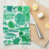 Succulente tuin theedoek (Quarter Fold)