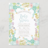Succulente Tuin Waterverf | Baby shower uitnodigen