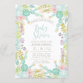Succulente Tuin Waterverf | Baby shower uitnodigen Kaart