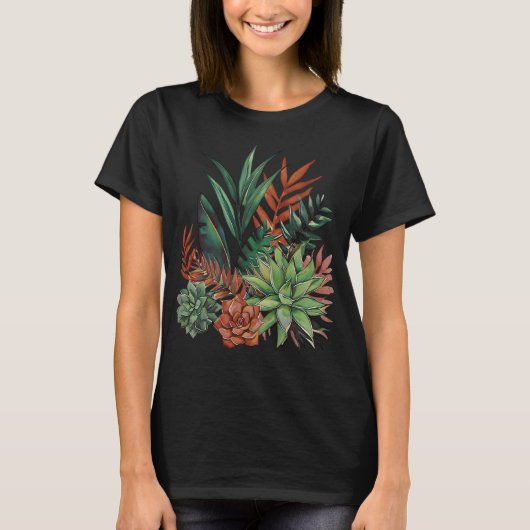 succulente waterkleur t-shirt (Voorkant)