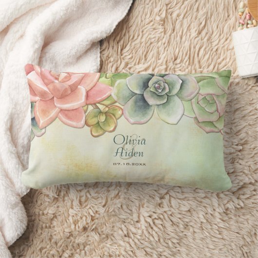 Succulente Waterverf Bloemen Bruiloft Kussen (Deken)