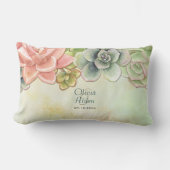Succulente Waterverf Bloemen Bruiloft Kussen (Voorkant)