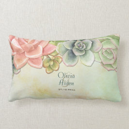 Succulente Waterverf Bloemen Bruiloft Kussen