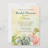 Succulente Waterverf Bloemen Vrijgezellenfeest Kaart (Voorkant)