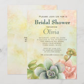 Succulente Waterverf Bloemen Vrijgezellenfeest Kaart (Voorkant / Achterkant)