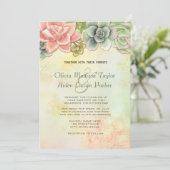 Succulente Waterverf Bloemenbruiloft - optie 2 Kaart (Staand voorkant)