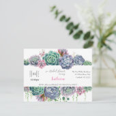 Succulente Waterverf Bridal Shower Invitation Feestdagenkaart (Staand voorkant)