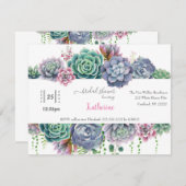 Succulente Waterverf Bridal Shower Invitation Feestdagenkaart (Voorkant / Achterkant)