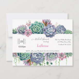 Succulente Waterverf Bridal Shower Invitation Feestdagenkaart