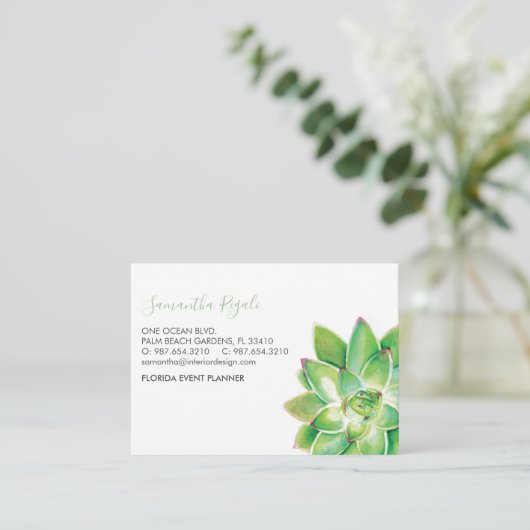 Succulente Waterverf Business Enclosure Card Informatiekaartje (Staand voorkant)