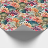 Succulente waterverf cactus woestijnbloempatroon cadeaupapier (Hoek)