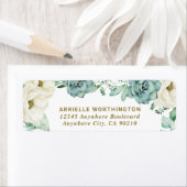 Succulente Waterverf Elegant Ivoor Bloemen Bruilof Etiket (Insitu)