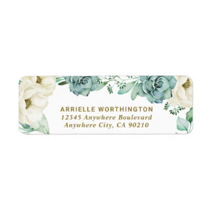 Succulente Waterverf Elegant Ivoor Bloemen Bruilof Etiket