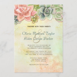 Succulente Waterverf Floral bruiloft uitnodiging