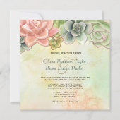 Succulente Waterverf Floral bruiloft uitnodiging (Voorkant)