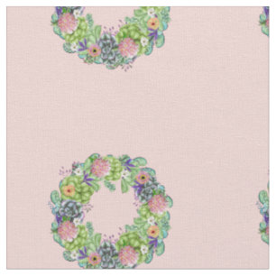 Succulente Waterverf Floral Wreath Stof