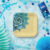 Succulente Waterverf gele kant Papieren Bordje (Feest)