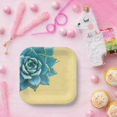 Succulente Waterverf gele kant Papieren Bordje (Feest)