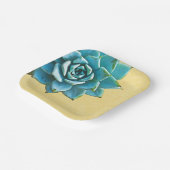 Succulente Waterverf gele kant Papieren Bordje (Gebogen)
