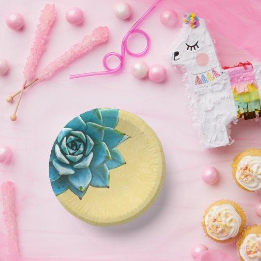 Succulente Waterverf gele kant Papieren Kommen (Feest)