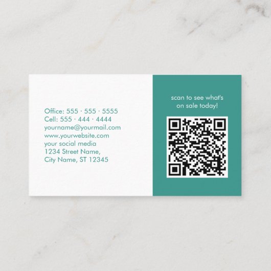 Succulente Waterverf Kleurrijke Planten WinkelQR-c Visitekaartje (Achterkant)